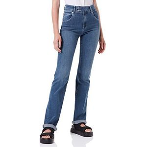 Moschino Dames Superstretch Blue Denim met geborduurd logo patch jeans, denim, 28 NL