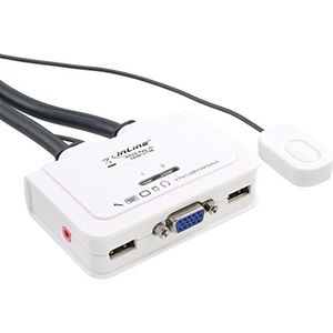 InLine 60613I KVM Switch, 2-voudig, VGA, USB, met audio, geïntegreerde kabel