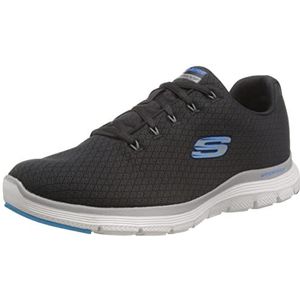 Skechers Heren 232231 BKBL Sneaker, zwart textiel/blauwe afwerking, 5.5 UK, Zwart Textiel Blauwe Trim, 39 EU