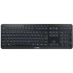CHERRY STREAM KEYBOARD ULTIMATE, Draadloos Toetsenbord voor Maximaal 4 Apparaten, Duitse Indeling (QWERTZ), Bluetooth, 2,4 GHz & Kabel, Met Verlichting, Zwart