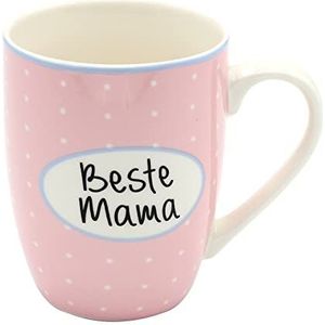 Dekohelden24 Porseleinen koffiekopje/beker van keramiek, motief: Beste mama, grootte/H/Ø ca. 10 x 8 cm, inhoud 300 ml, vaatwasmachinebestendig