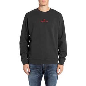 Replay Heren sweatshirt regular fit met ronde hals, 098 Black, XL