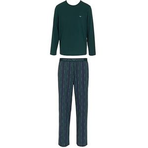 EMPORIO ARMANI HEREN CLASSIC PATROON MIX LANGE PAJAMAS GROEN XL, Groen, XL