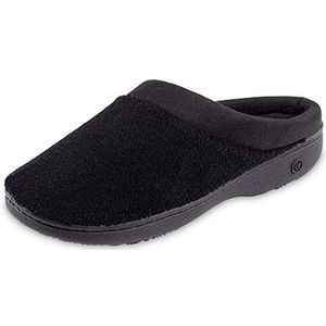 isotoner Vrouwen Terry en Satijn Slip op Gewatteerde Slipper met Memory Foam voor Binnen/Buiten Comfort