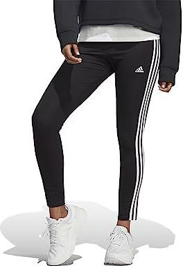 adidas Dames Essentials 3-Stripes High-Waisted Single Jersey Leggings, Black/White, XS