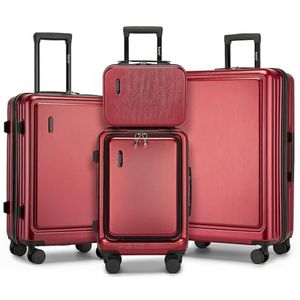 Kono 4 stuks koffer ABS+PC trolley met harde schaal, lichtgewicht handbagage voor op reis, TSA-slot, modieuze check-in koffer handbagage met 4 zwenkwielen, 30 cm, 50 cm, 61 cm, 71 cm (bordeaux),