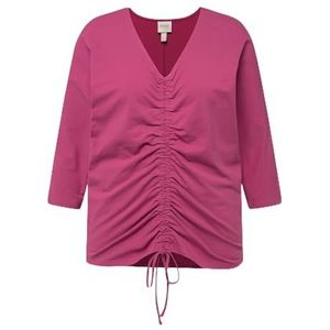 Ulla Popken - T-shirt - Lilas - Grote Maten - Met Mouwen en Trekkoord