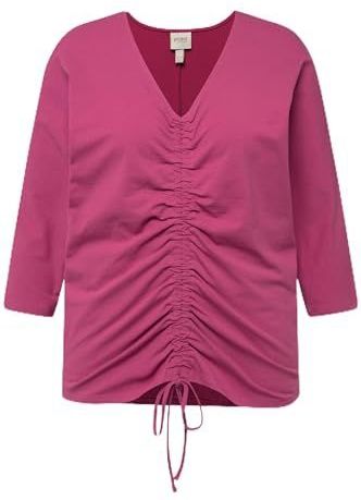 Ulla Popken - T-shirt - Lilas - Grote Maten - Met Mouwen en Trekkoord