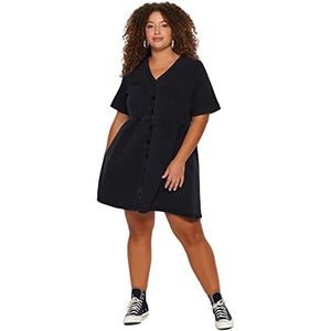 Trendyol Plus Size Jurk - Zwart - Skater, Antraciet,48, Antraciet, 46 grote maten