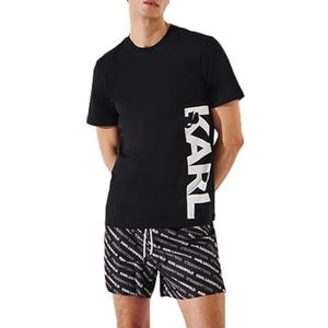 Karl Lagerfeld - Shirt - Zwart/Wit - Jersey - Ronde Hals - Kwartmouw