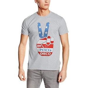 Village People Heren Peace and Disco Regular Fit T-shirt met korte mouwen, Sport Grijs, L
