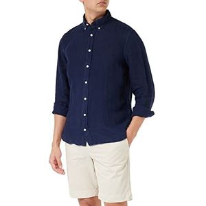 Hackett London Heren kledingstuk geverfd linnen B Shirt, marineblauw, XL