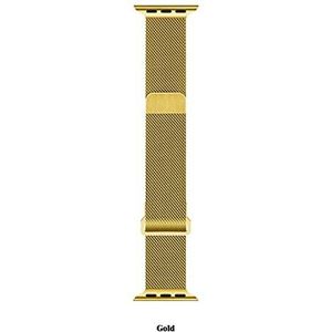 SUPERIXO Metalen roestvrijstalen banden, compatibel met Apple Watch bandjes 40 mm, 38 mm, 41 mm, lus, magnetische Milanese mesh-armband, goud