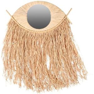 NATURAL LIVING BAMBOE SPIEGEL MET RAFFIA FRANJES 48XH23-65CM