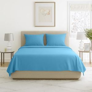 Lavish Home Geborsteld Microfiber Sheet Set, Queen, Blauw
