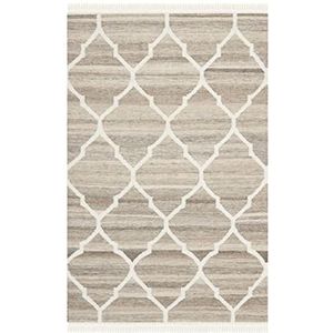 Safavieh Marokkaanse Boho Tribal Indoor Flatweave rechthoekige vloerkleed, natuurlijke kelimcollectie NKM317, lichtgrijs Ivoor, 122 X 183 cm voor woonkamer, slaapkamer of elke binnenruimte