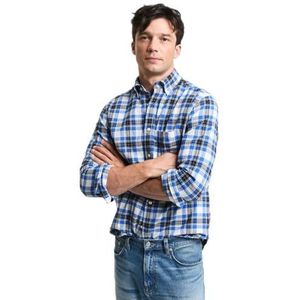 REG Texture Check Shirt, sea blue, S