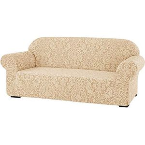 SU SUBRTEX Damast Sofahoes, 1-delige 2-zits stretch jacquardhoes, meubelbeschermer voor woonkamer, bank, hoezen voor kinderen/huisdieren (Loveseat, beige-bruin)