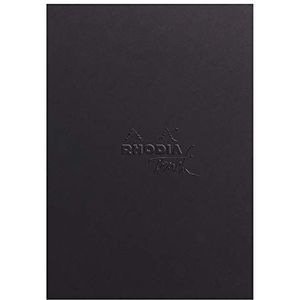 Rhodia 116100C - notitieblok markerpad aan de bovenkant gelijmd, A5+ (16 x 21 cm), 50 vellen microgeperforeerd, blanco, Clairefontaine papierlay-out wit, extra glad, 100 g, zwart, 1 stuk
