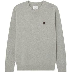 Springfield Reconsider Pretwisted Basic Pullover 7GG met crew kraag en decoratief patch-label, lichtgrijs/zilver, L