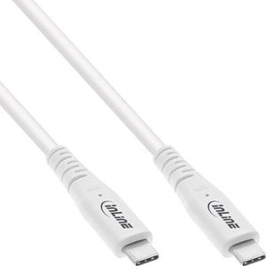InLine USB4-kabel, 240 W USB-C naar USB-C oplaadkabel, PD 3.1, 40 Gb/s, 8K @60Hz, Thunderbolt 3, voor beeldschermen, harde schijven, grafische kaarten, smartphones en meer, 0,5 m, wit, 35906W