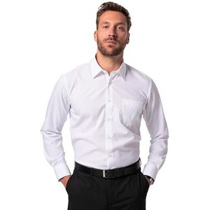 JP 1880 Heren grote maten grote maten Menswear L-8XL hemd, business, strijkvrij, kentkraag, lange mouwen, comfortabele pasvorm, tot 8XL 804890, sneeuwwit, 5XL