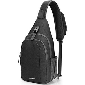 G4Free Sling Bag Rugzak Anti Diefstal Borst Schoudertas Crossbody Gym Dagrugzak met Oortelefoon Gat voor Outdoor Fietsen Reizen Wandelen Mannen Vrouwen, Zwart, 10 Long, Cross-Body Tassen