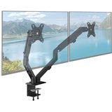 ACROPAQ - Monitor armen voor 2 monitoren - veerbevestiging, 360° draaibaar, voor 17 tot 27 inch schermen, Snelle montage - Monitor arm 2 schermen - Zwart