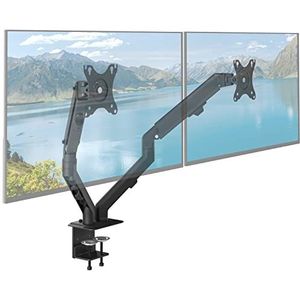 ACROPAQ - Monitor armen voor 2 monitoren - veerbevestiging, 360° draaibaar, voor 17 tot 27 inch schermen, Snelle montage - Monitor arm 2 schermen - Zwart