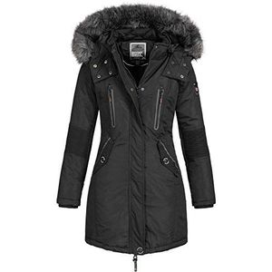 Geographical Norway Dames Jas Winterparka Coracle/Coraly XL bontcapuchon, zwart, M