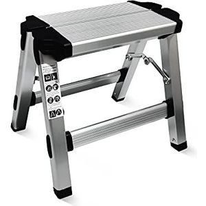 Opvouwbare opstapkruk, kleine opvouwbare opstapkruk, ladder met 150 kg grote laadcapaciteit voor keuken, badkamer, kast, garage, tuin