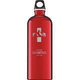 SIGG Traveller Red Berg, aluminium drinkfles, klimaatneutraal gecertificeerd, geschikt voor koolzuurhoudende dranken, lekvrij, vederlicht, BPA-vrij, rode berg, 1 liter