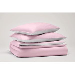 Pantone™ - Beddengoedset voor tweepersoonsbed, 255 x 200 cm, 100% katoen, percal, 200, aantal draden - tweezijdig, roze/wit