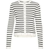 KAFFE - Damesvest - Krijt/Black Stripe - Slim Fit - Lange Mouwen - Ronde Hals