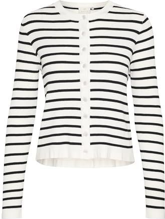 KAFFE - Damesvest - Krijt/Black Stripe - Slim Fit - Lange Mouwen - Ronde Hals