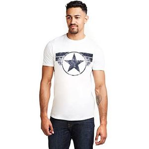 Marvel Captain America Cap Logo T-shirt voor heren, Wit, XL