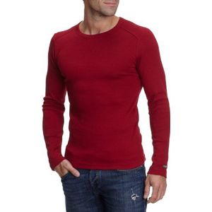 ESPRIT T-shirt met ronde hals 1x1 rib lange mouwen J31619 heren shirts/T-shirts, rood (644), 50 NL