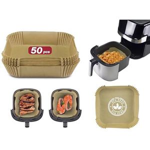 BEPER C103ACC004 Set van 50 Beper Ovenpapieren Bakjes, ideaal voor heteluchtfriteuses van 5 tot 10 liter - antiaanbaklaag, biologisch afbreekbaar en BPA-vrij