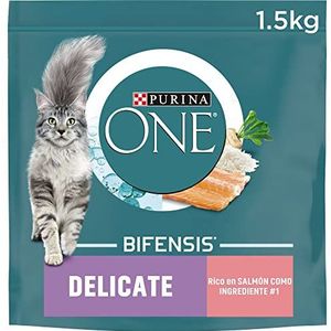 Purina ONE Bifensis Kattenvoer voor volwassenen, zalmgevoelige spijsvertering, 6 zakjes à 1,5 kg