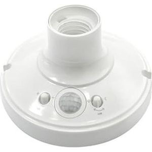 E27-lamphouder met infraroodsensor, die automatisch oplicht bij de detectie van personen, energie bespaart en comfort in je huis brengt. Eenvoudige installatie.