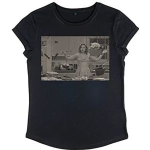 Marvel Dames WandaVision-Chiefs Kitchen Rolled Sleeve T-Shirt, Zwart, L, zwart, L