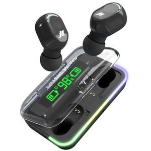 Music Hero TWS Draadloze hoofdtelefoon met oplaadhoes, lcd-display, ingebouwde microfoon, muziek en oproepen gedurende 3 uur, touch-bediening, zwart