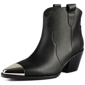 L37 HANDMADE SHOES Enkellaarsjes voor dames, natuurlijk leer, handgemaakte schoenen, unieke stijl, Manhattan Skyline enkellaars, zwart, 37 EU, zwart, 37 EU