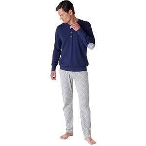 LVB met serafijn en bedrukte broek pyjamaset, marineblauw, XS heren, Navy Blauw, XS