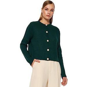 Trendyol Rechte lange mouwen voor dames, regular gebreid vest, emerald green, L