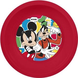 Rode plastic kom van Disney Mickey Mouse, bestand tegen stoten en herbruikbaar