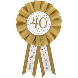 PD-Party 7025206 Feest Decoraties Feestelijk Rozetten | Party Rosettes | Verjaardag | Viering - 40, Goud/Wit, 14cm Lengte x 8cm Breedte x 1cm Hoogte