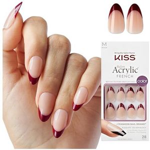KISS Salon Acryl French ""Catchy"", paars, middellange amandelvorm, 28 Press On kunstnagels om op te plakken, doe-het-zelf, 2 g nagellijm, 1 manicurestaafje, 1 mini-vijl