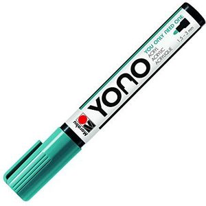 Marabu YONO Marker, 12400103998, turquoise 998, veelzijdige acrylstift met Japanse ronde punt, 1,5-3 mm, op waterbasis, lichtecht en waterbestendig, voor bijna alle ondergronden