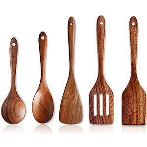 Luxe Houten Keukengerei Set - 5 Stuks - Houten Spatels